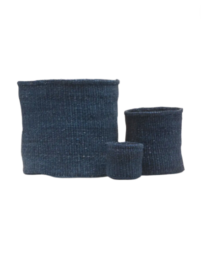 IC127 Denim Blue Woven Storage Basket - Large