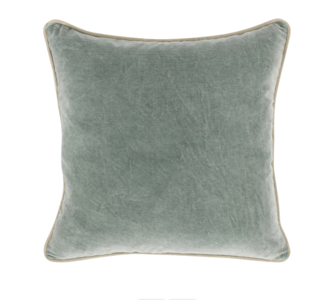 Heirloom Bay Green Velvet Pillow, 18x18