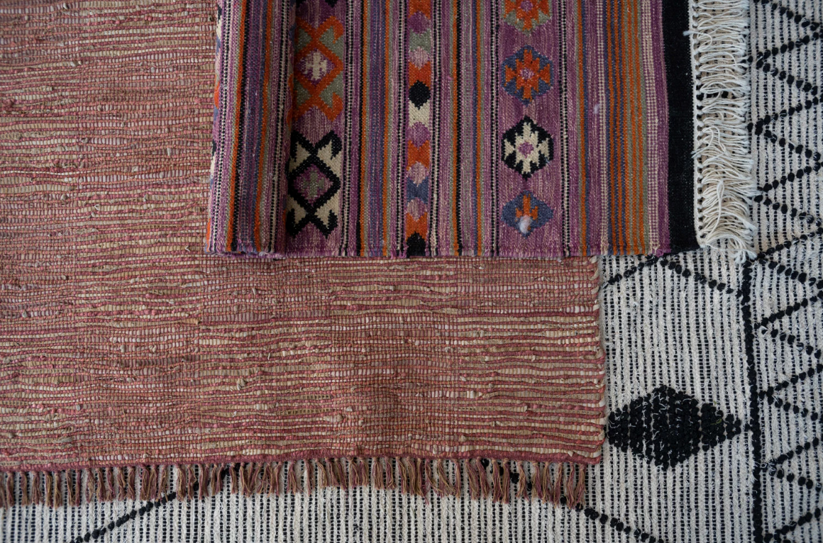 IC124 Cotton & Wool Kilim Floor Runner with Fringe