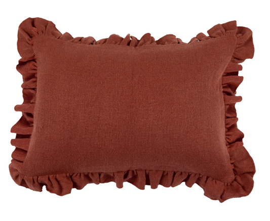 Anika Solid Saffron Pillow With Ruffle