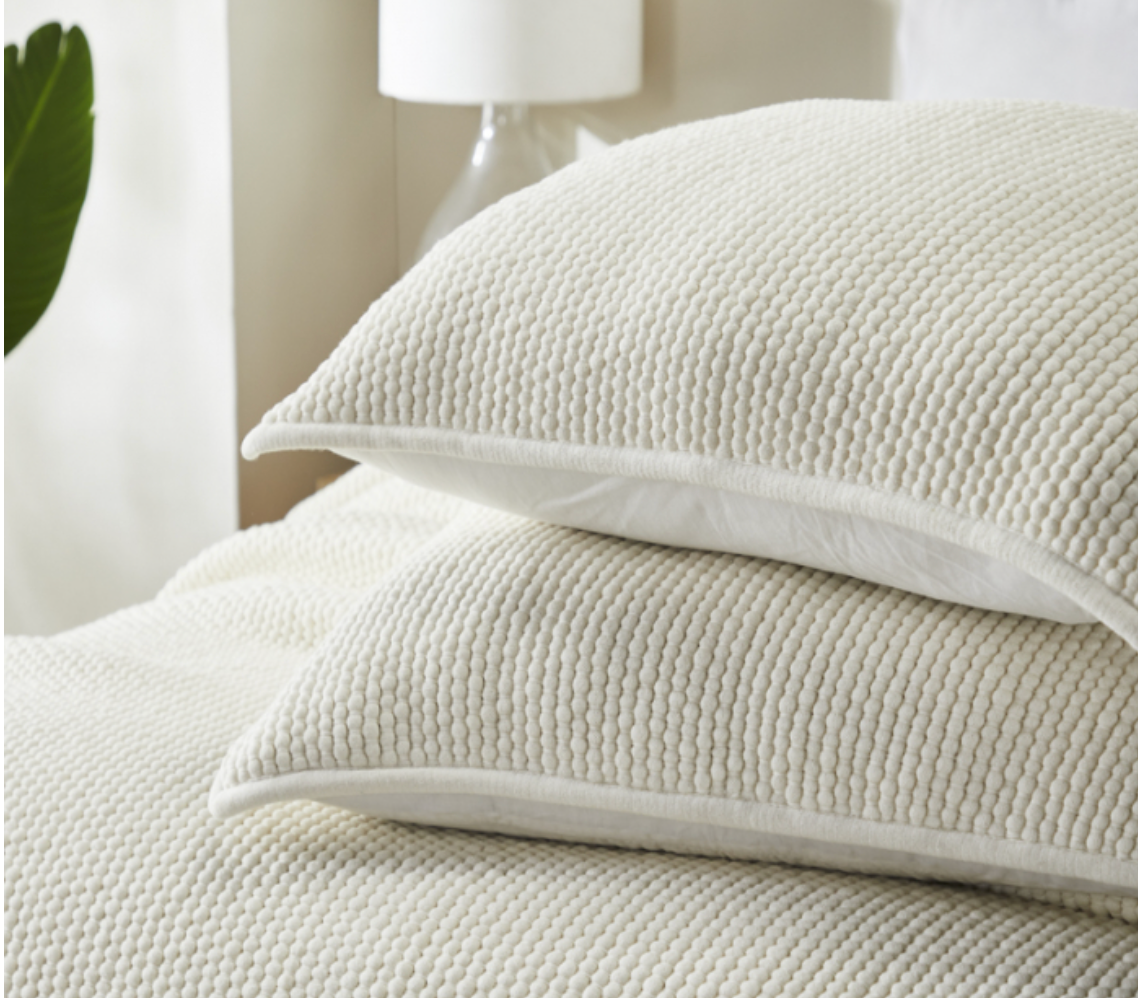 MANDALAY-ES-IVORY Popcorn Cotton Euro Sham