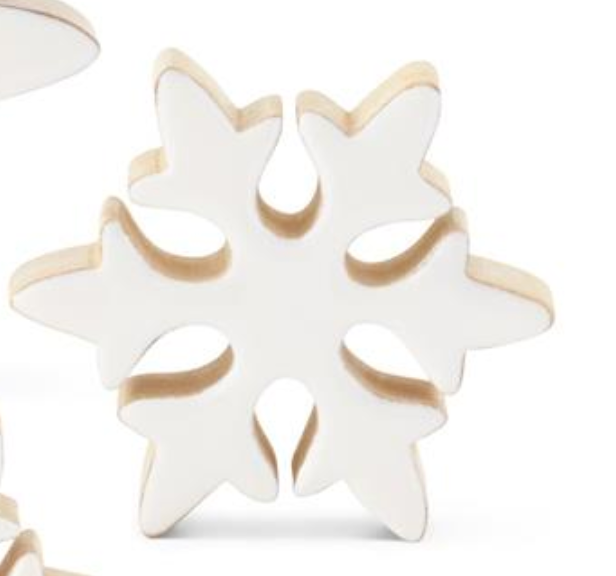 55060A-2 Wood Snowflake with White Enameled Front