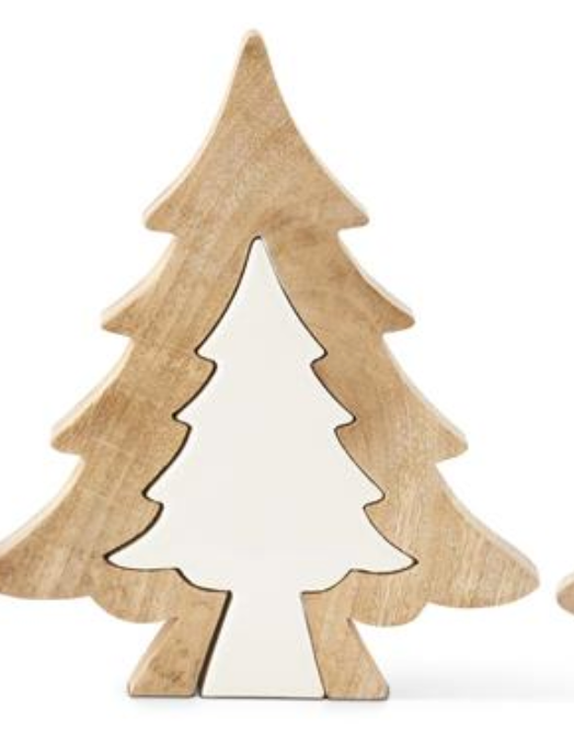 55060B-3 Wood Tree with White Enameled Center Cutout