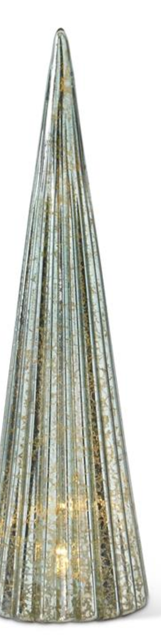 55170A-SG-3 Sage Green Mercury Glass Vertical Ribbed LED Tress with Timer