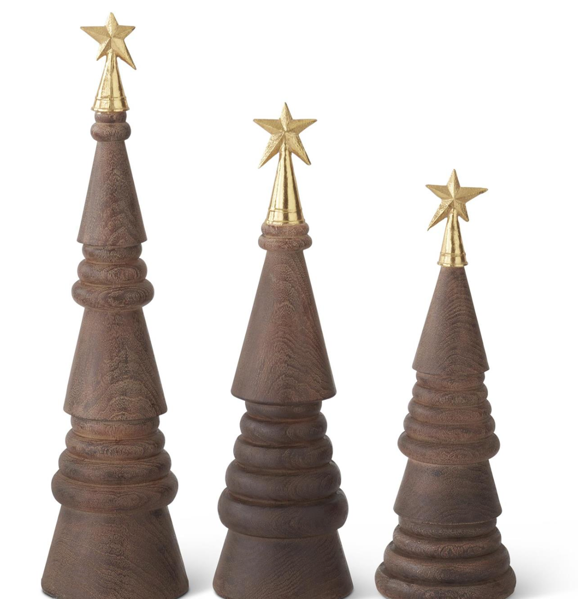 55526A-1 Brown Resin woodgrain Christmas Tree with Gold Star