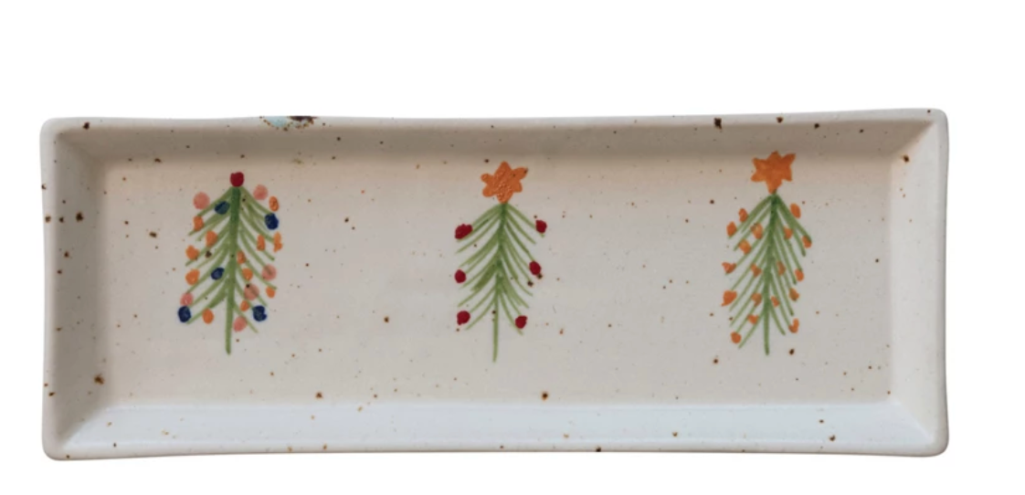 XS5688 Stoneware Platter with Christmas trees