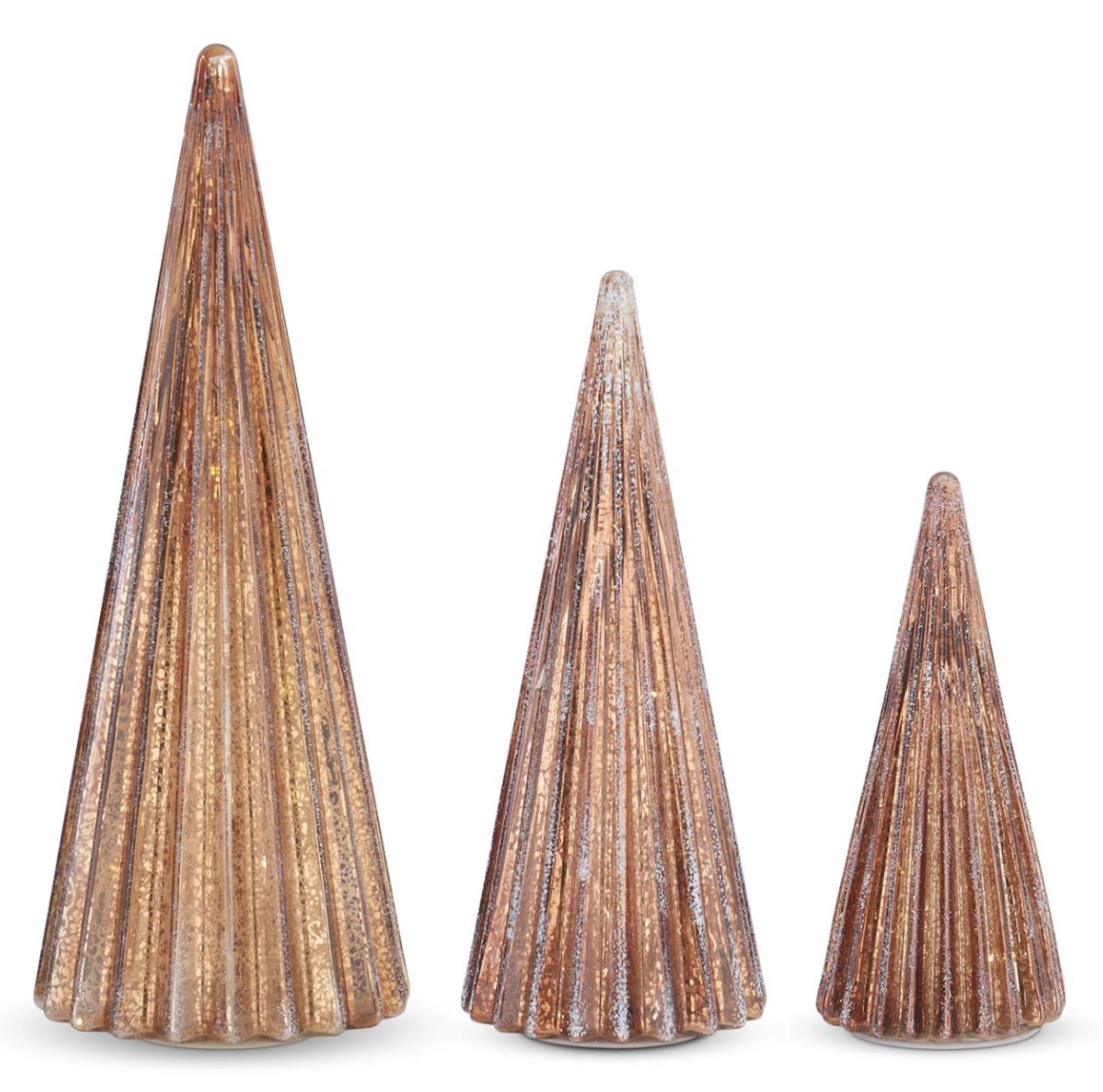 54931A-CP-2 Ribbed Frosted Copper LED Mercury Glass trees with Timers