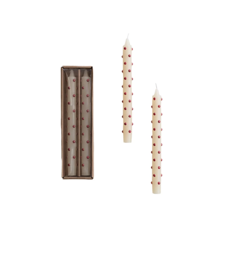 XS6923 10" Dot Candles, Red & Gold Metallic