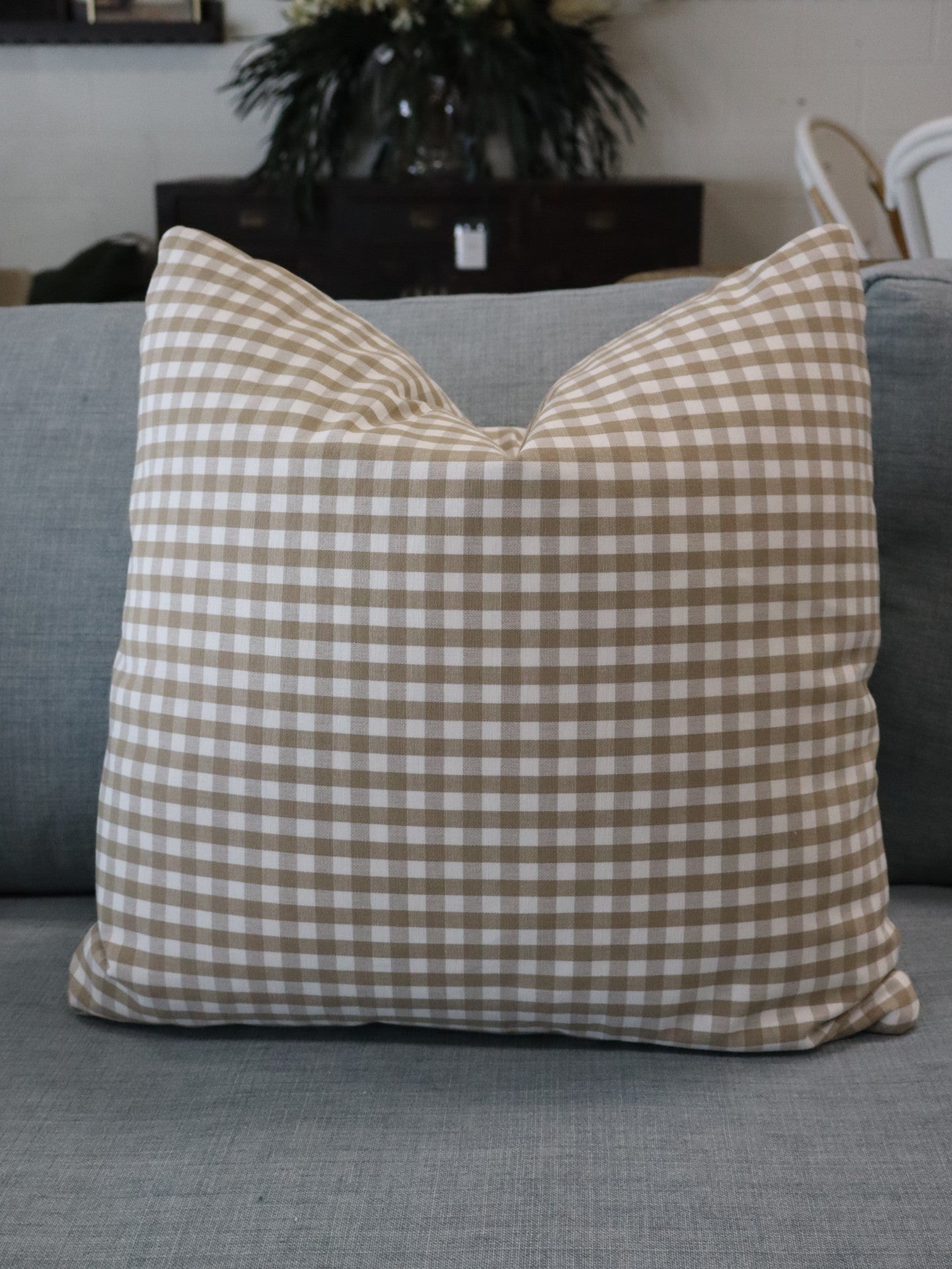 RS - 20" Light Brown Plaid Pillow
