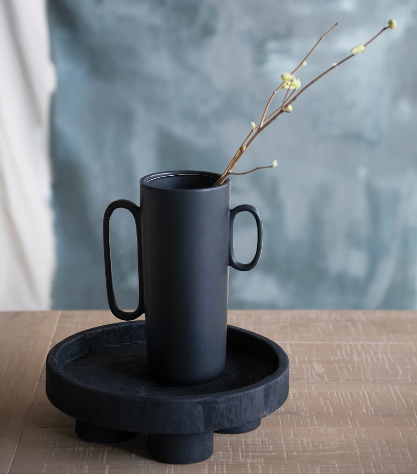 IC211 Stoneware Vase with Asymmetrical Handles