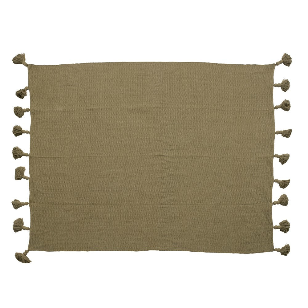 IC219 Woven Cotton Throw in Olive