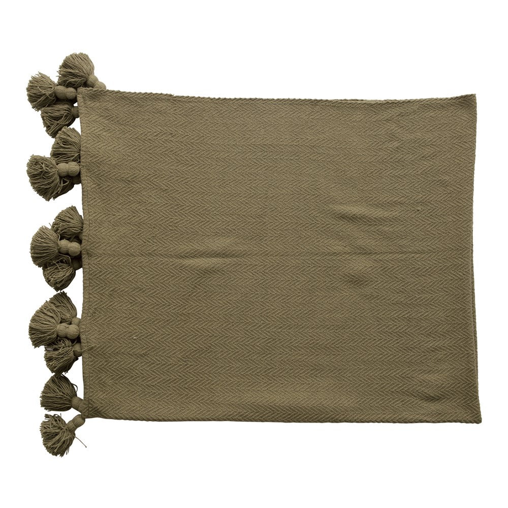 IC219 Woven Cotton Throw in Olive