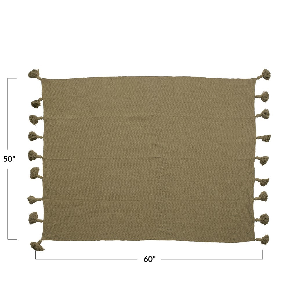 IC219 Woven Cotton Throw in Olive