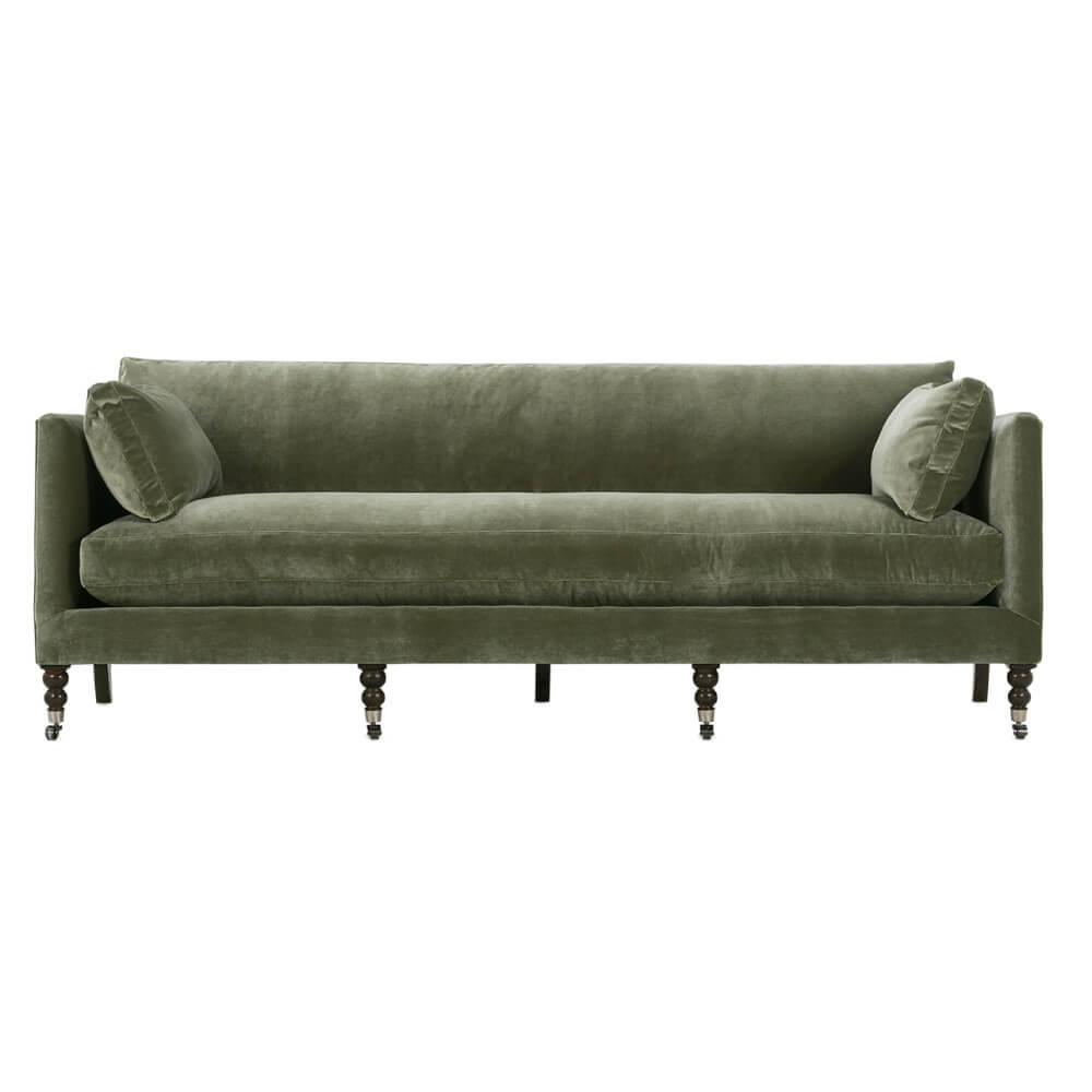 MAD-033-EXP-GREEN 90” Madeline Sofa - Antiqued Moss Velvet