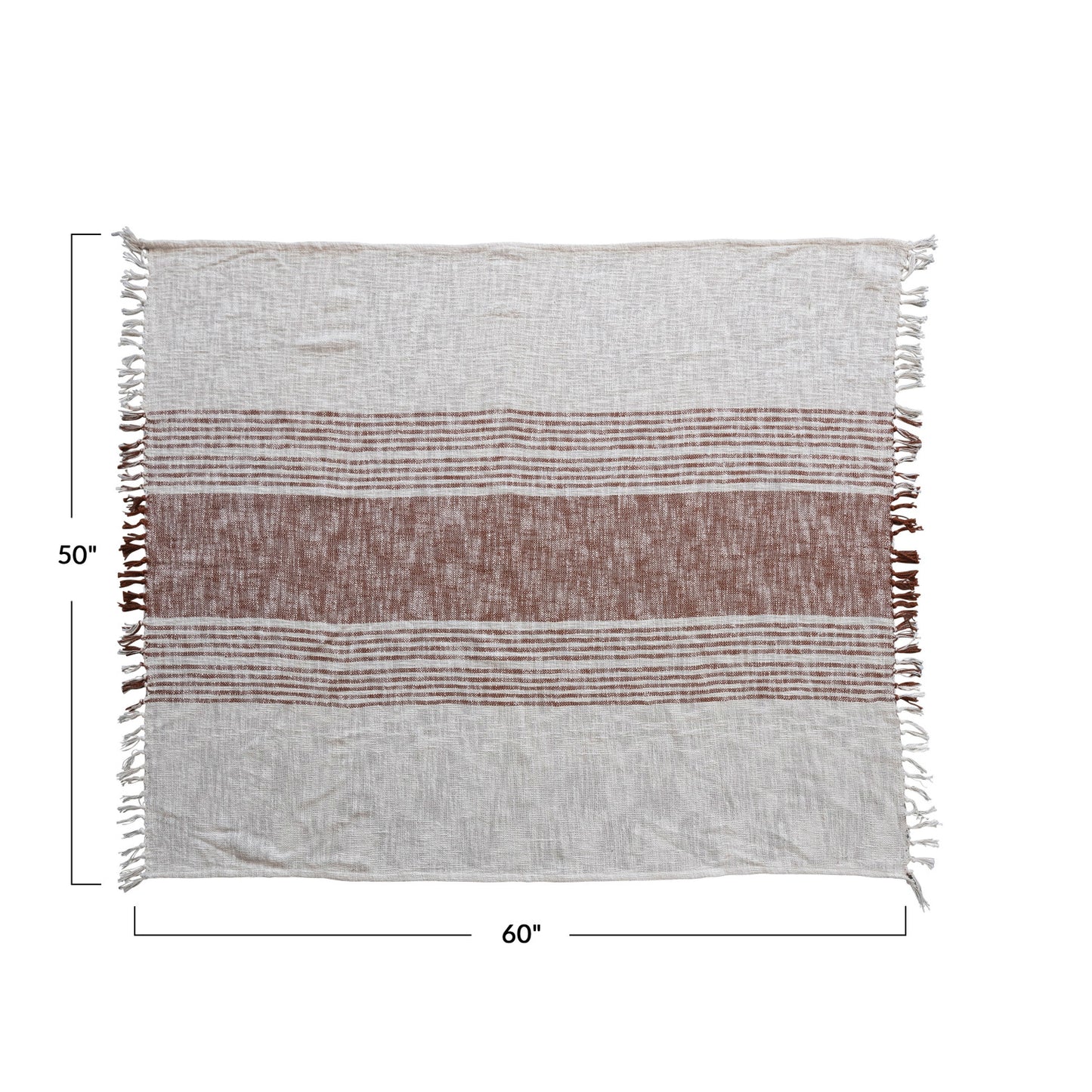 Cotton Throw with Fringe: Solid or Stripes