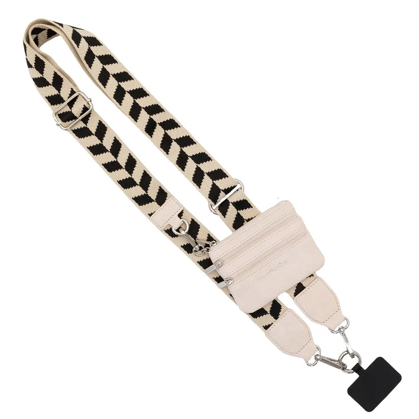 1004VC Clip & Go Strap w/ Zippered Pouch Chevron - Black/Cream