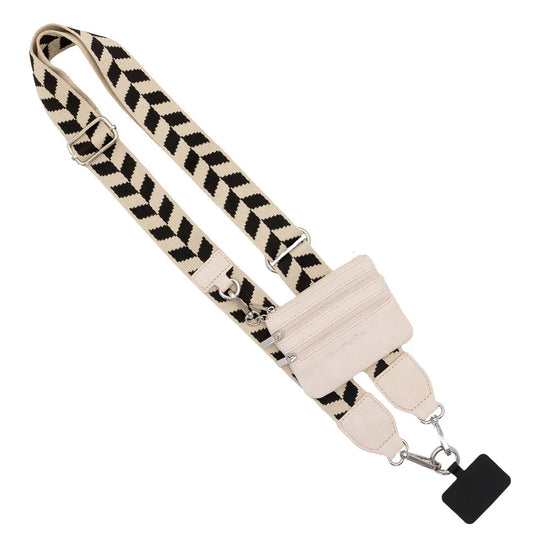 1004VC Clip & Go Strap w/ Zippered Pouch Chevron - Black/Cream