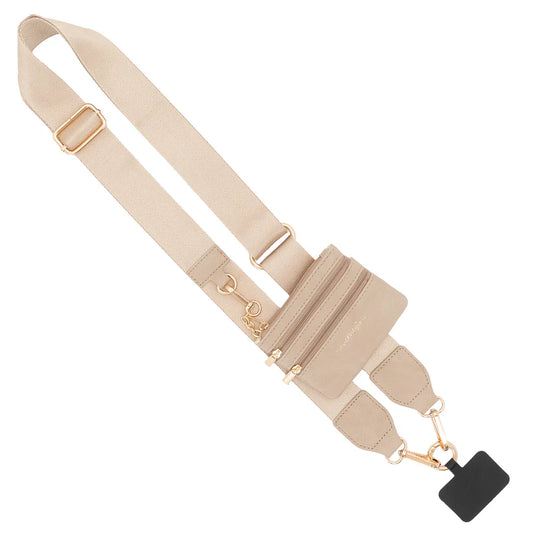 1047TP Clip & Go Strap w/ Pouch - Taupe w/ Gold Hardware