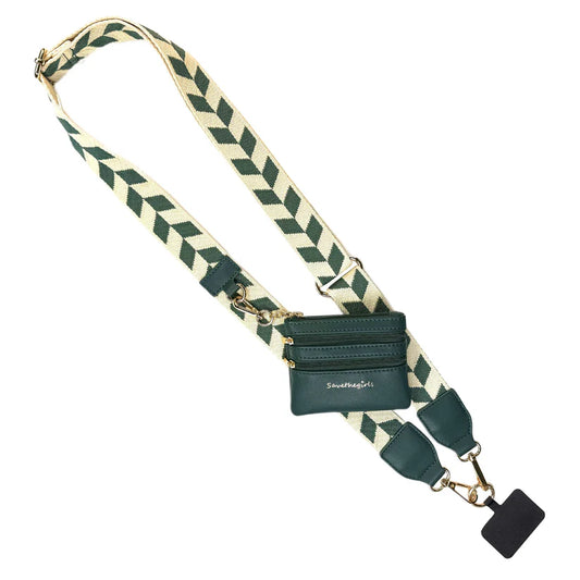 1069GC Clip & Go Strap w/ Zippered Pouch Chevron - Green/Cream