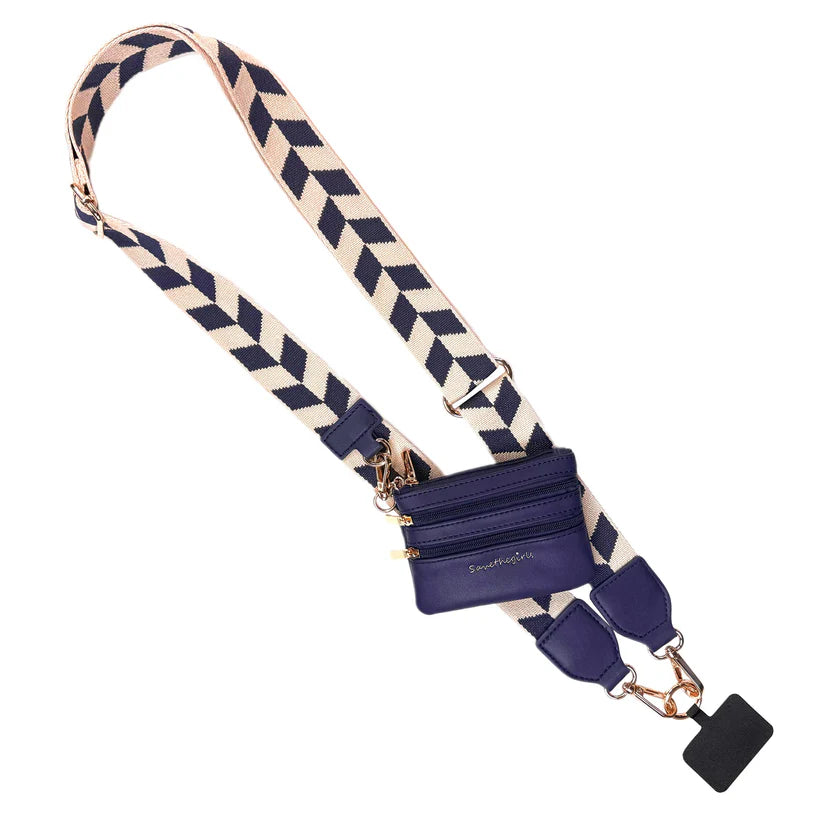 1070NC Clip & Go Strap w/ Zippered Pouch Chevron - Blue/Cream