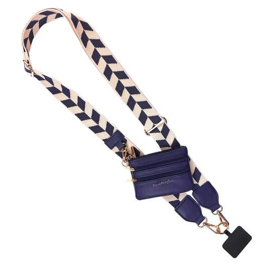 1070NC Clip & Go Strap w/ Zippered Pouch Chevron - Blue/Cream