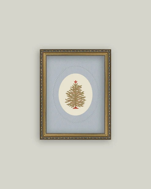 8x10 Christmas Tree with Blue Mat Art