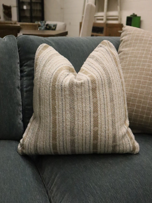 RS 18" Cream & Grey Striped Pillow