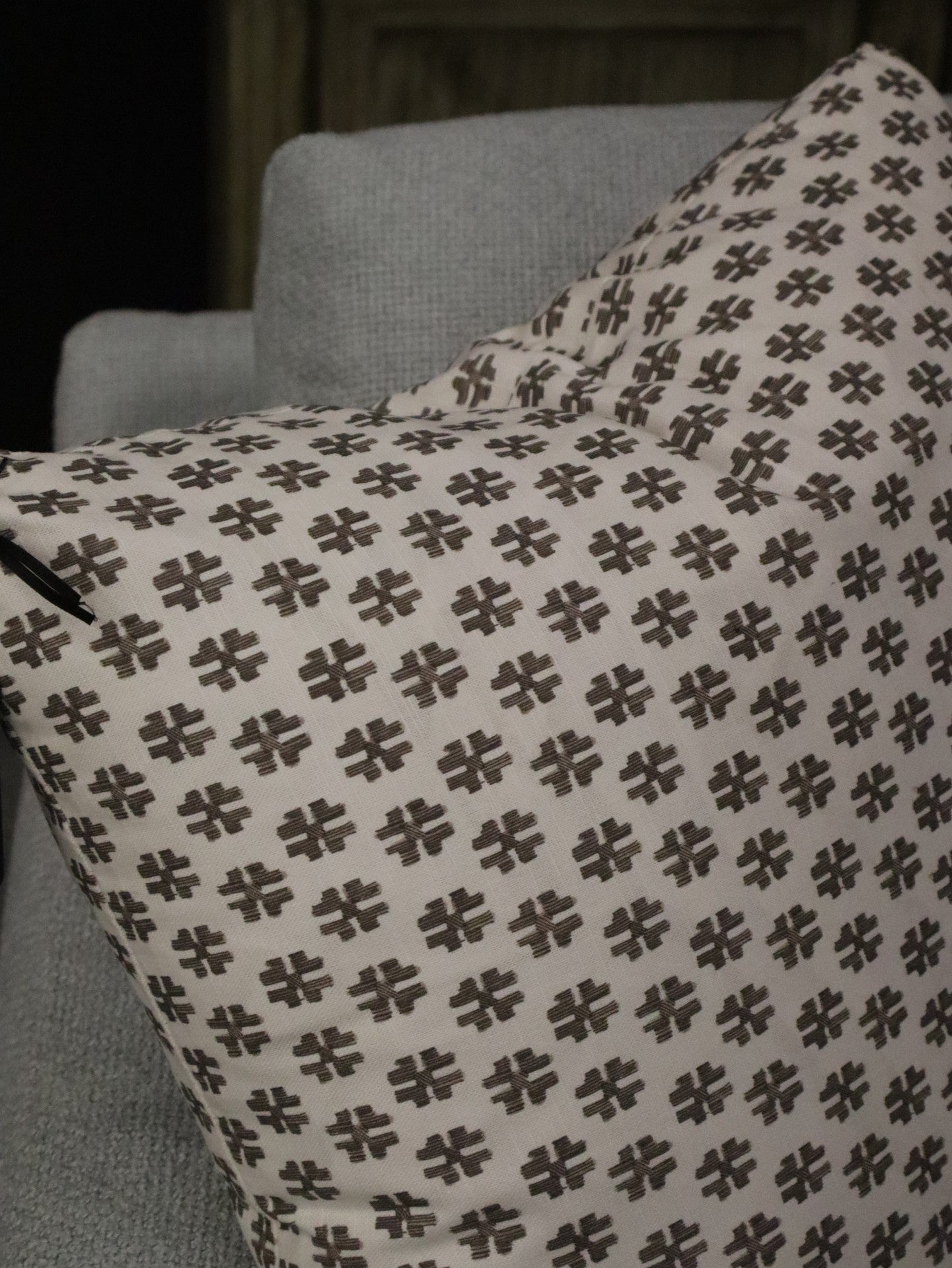 RS 20" Brown & Cream Patterned Pillow