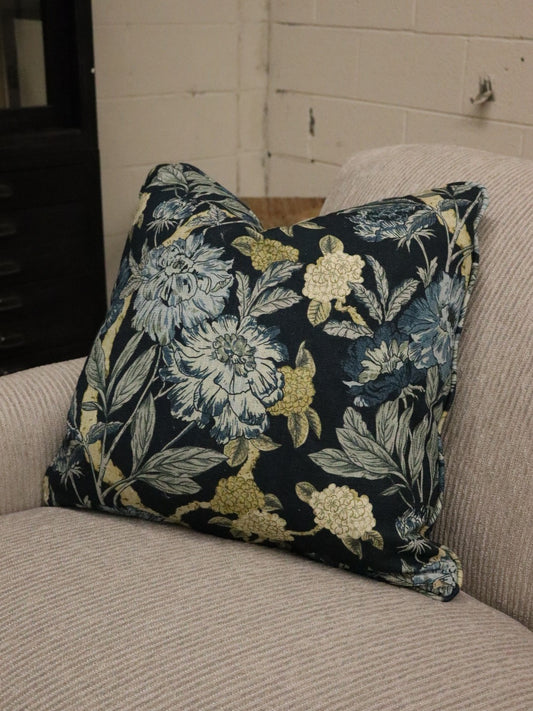 RS 22" Navy Blue Floral Pillow
