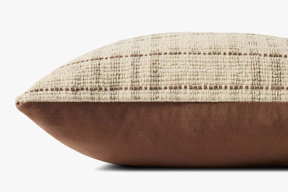 PCJ0037 18x18 Vinnie Ivory & Brown Pillow