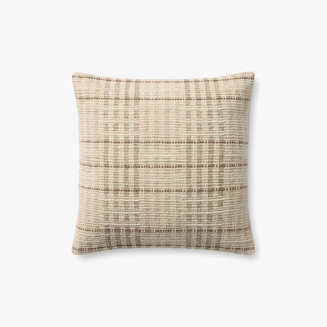 PCJ0037 18x18 Vinnie Ivory & Brown Pillow