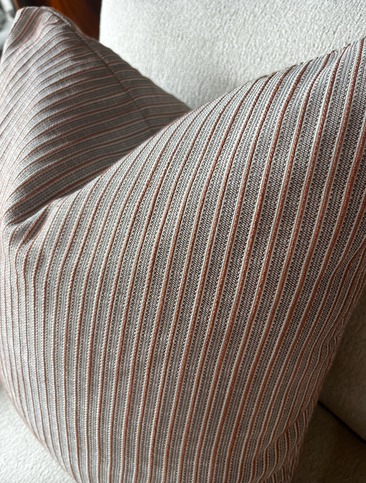 20"x20" Terracotta Stripe Down Pillow