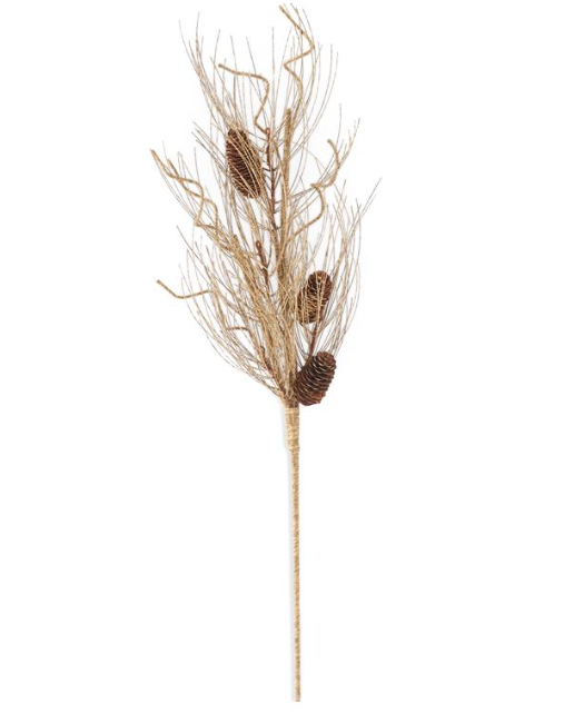 55097A 34" Brown Long Needle Pine Branch w/ Pinecones