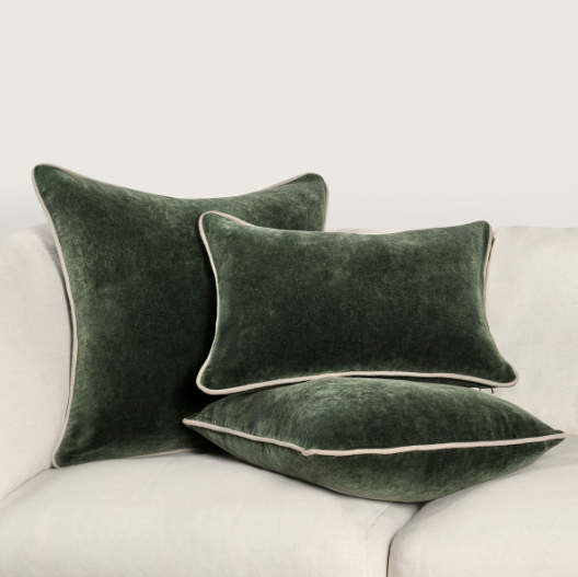 Heirloom Forest Green Velvet Pillow, 14x20