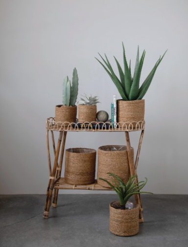 DF3196-3 Seagrass Cylinder Basket w/ Plastic Lining