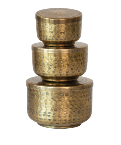 DF8550-L Hammered Brass Finish Container, Large