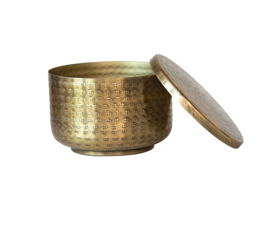 DF8550-L Hammered Brass Finish Container, Large