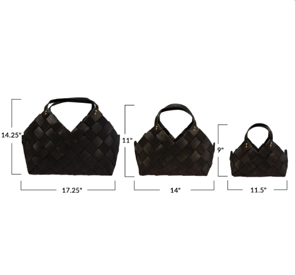DF7273- LBlack Woven Baskets with Handles