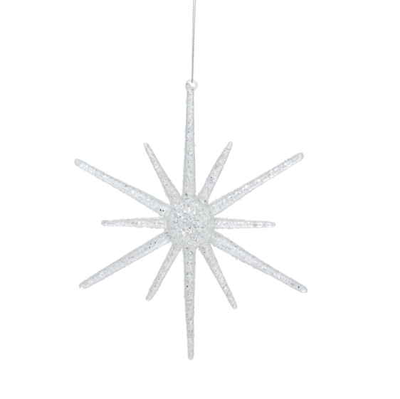 17905.01 Glistening Star Ornament, White