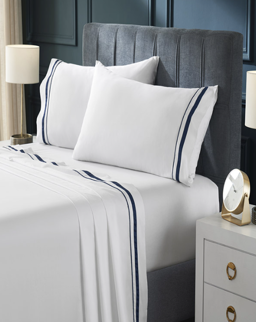 MARCELA-KING-SHEET-NAVY Set of 4 Sheets, King