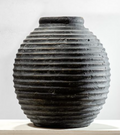 PD33389 12" Black Terracotta Line Vase