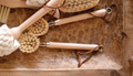 DF3016 9"L Beech Wood Dish Brush / Leather Strap