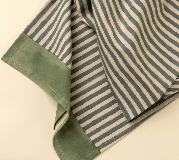 4-6399 Sea Stripe Block Print Table Runner