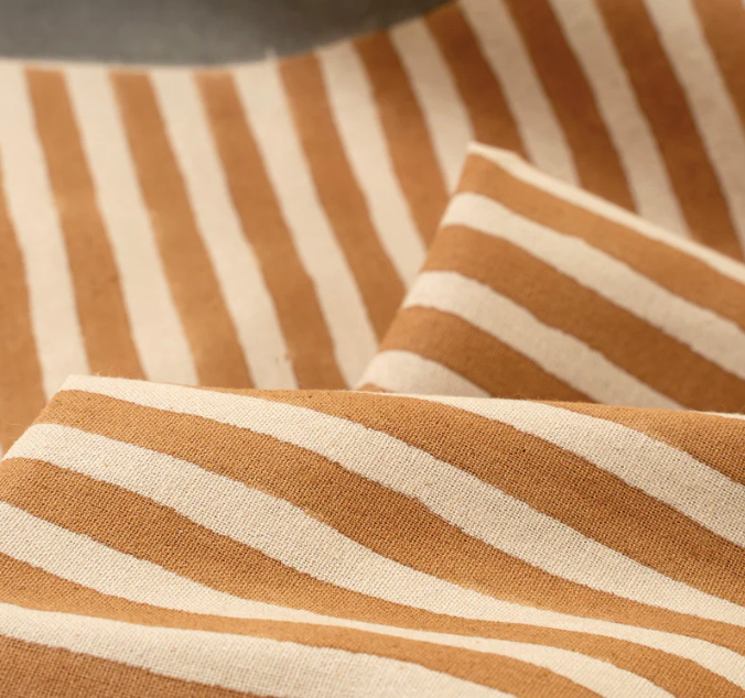 4-6398 Terracotta Stripe Block Print Table Runner