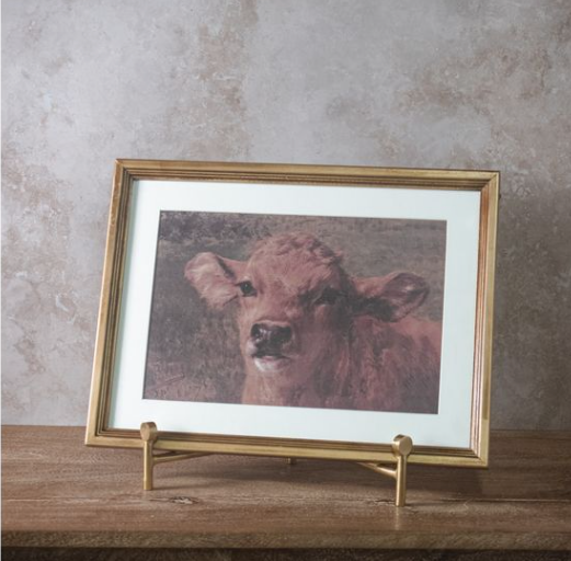 HXIM01 15.75" Brown Cow Canvas Wall Art