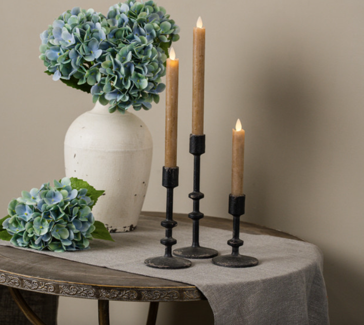 HY247933-S Small Aged Black Tapered Candle Holder
