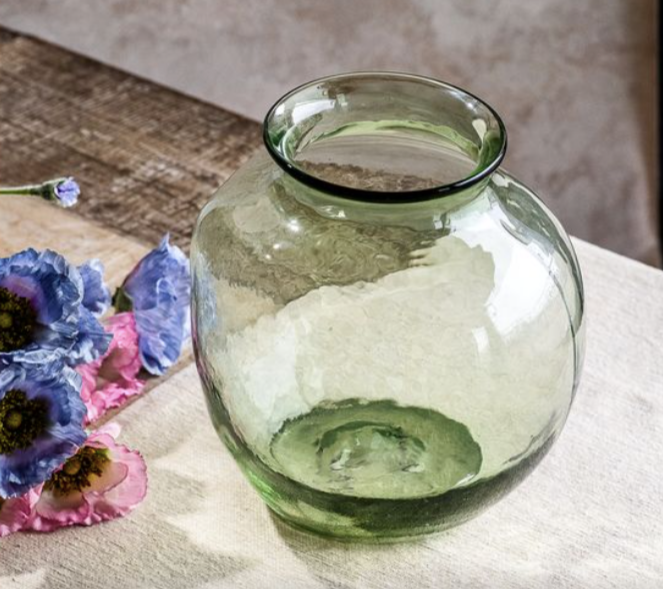 PDPF-17 8.6" Green Glass Round Vase