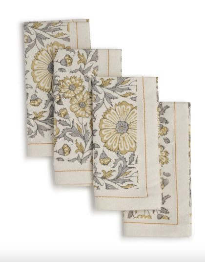 301-316-ZN Hand Printed Cotton Napkins 18x18" Zinnia