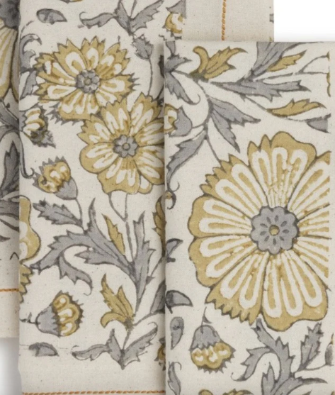 301-316-ZN Hand Printed Cotton Napkins 18x18" Zinnia