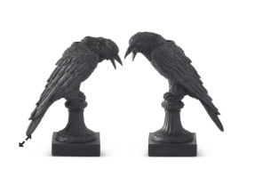 42430A-2 Black Resin Crow Taper Candleholder set of 2